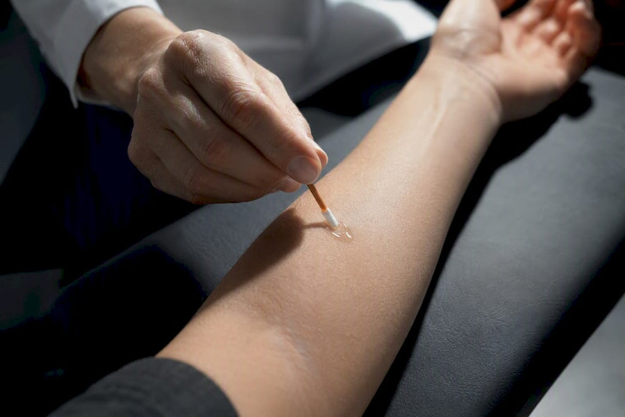 Topical serum applied during skin assessment