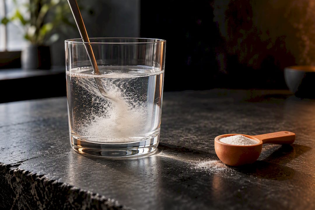 Collagen peptides dissolving in a glass